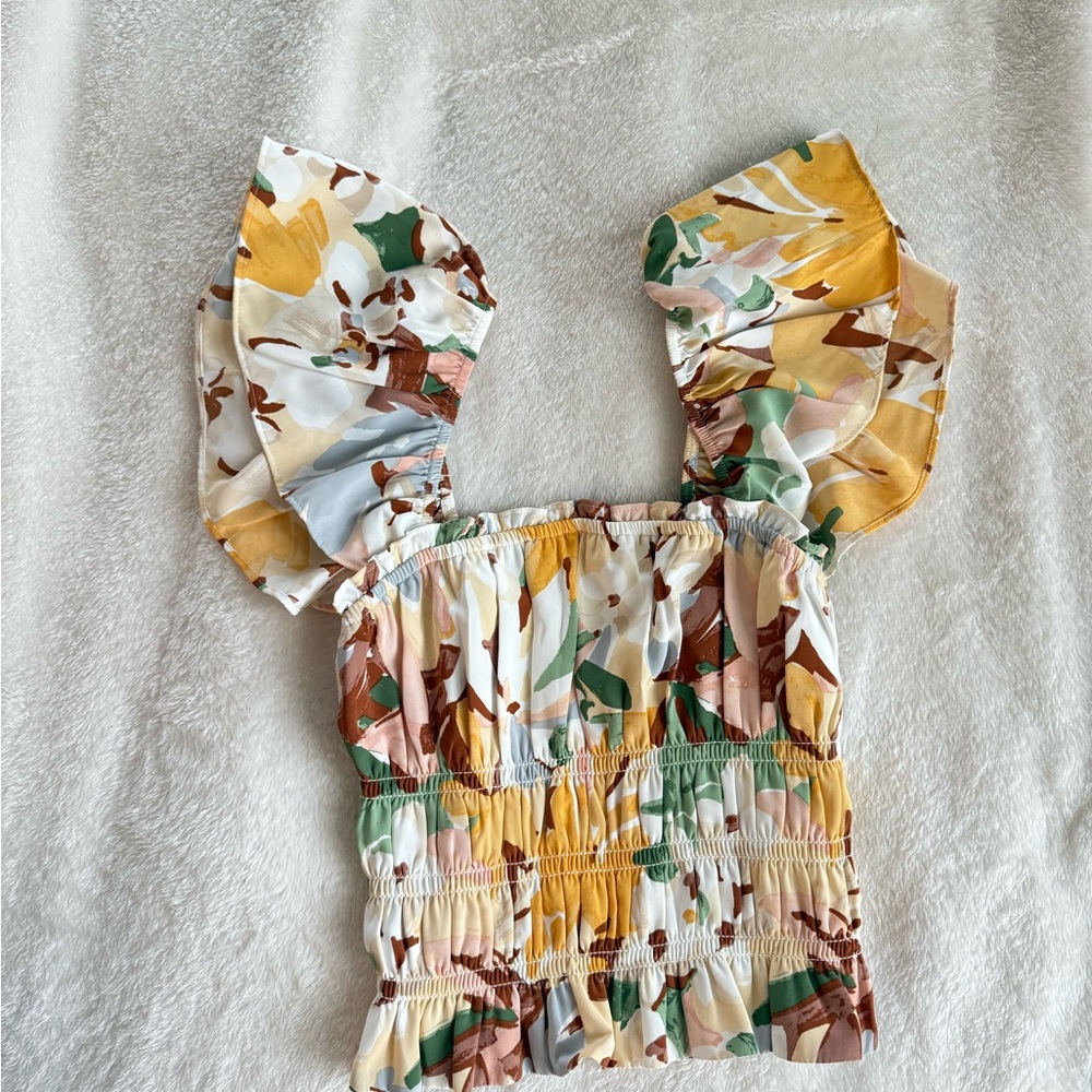 Abercrombie & Fitch Multicolor Ruffle Sleeve Blouse